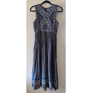 Doen Tulsi Dress in Indigo Block Print (sz Small)